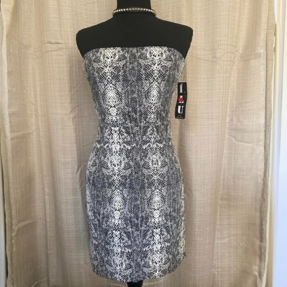 Vintage 90s Y2K Snake Print Dress Tight Bodycon MEDIUM Fits Small DEADSTOCK NWT
